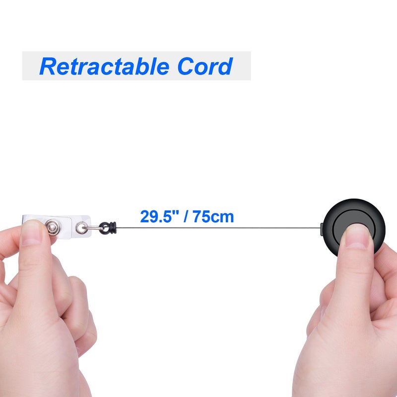 Petutu Retractable Id Name Badge Holder, Reel Clip Retractable 15 Pack, Black - Image 4